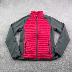 LL Bean Jacket Womens Medium Pink Grey Ultralight 850 Down Downtek Puffer Coat
